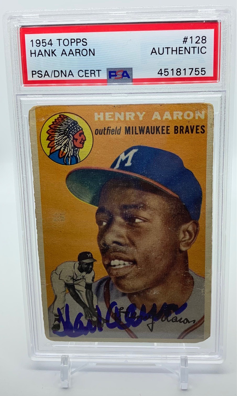 Hank Aaron - Autographed 1954 Topps Rookie Card - Sports ...